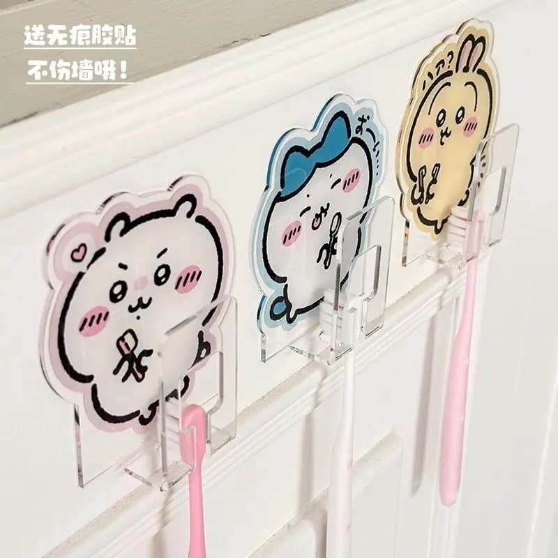 Nuovo Simpatico Portaspazzolino Adesivo Creativo Senza Tracce Chiikawa Usagi Hachiware a Tema Cartone Animato Anime