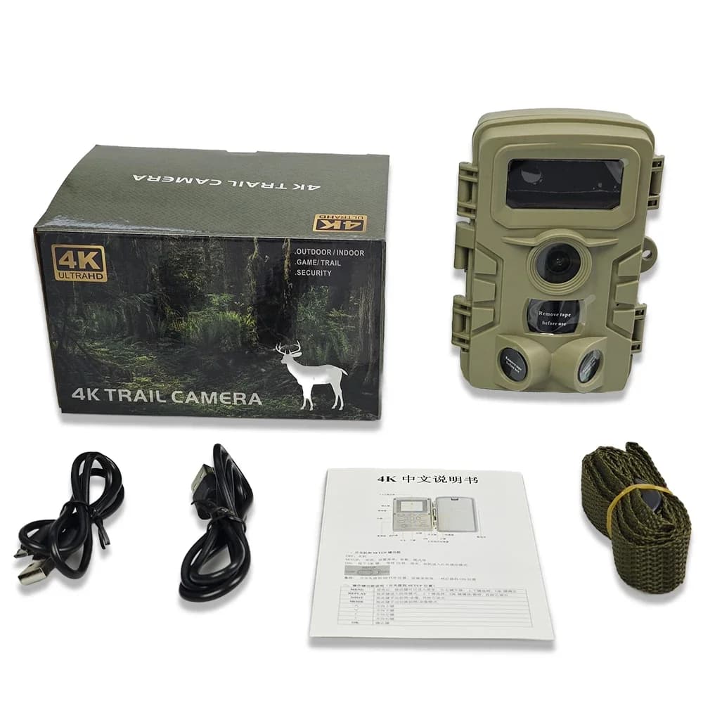 PR701 Trappola per telecamera da caccia 4K 48MP Trigger rapido IP66 Impermeabile Sicurezza della fauna selvatica Visione notturna a infrarossi Schermo da 2 pollici