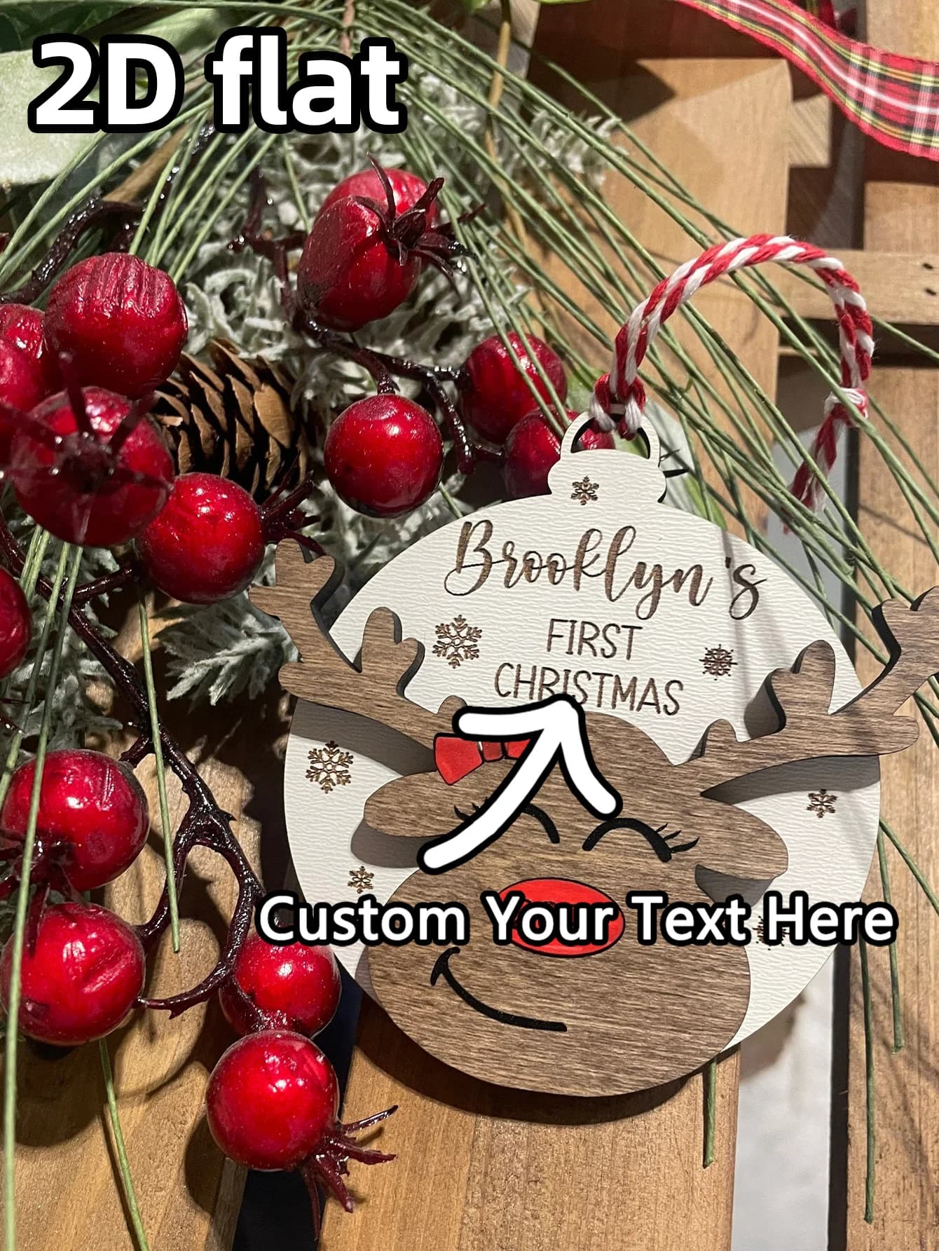 Il primo ornamento natalizio del bambino – Ricordo festivo con pietra miliare – Decorazione personalizzata per albero di Natale – Regalo speciale per bambini per Ho