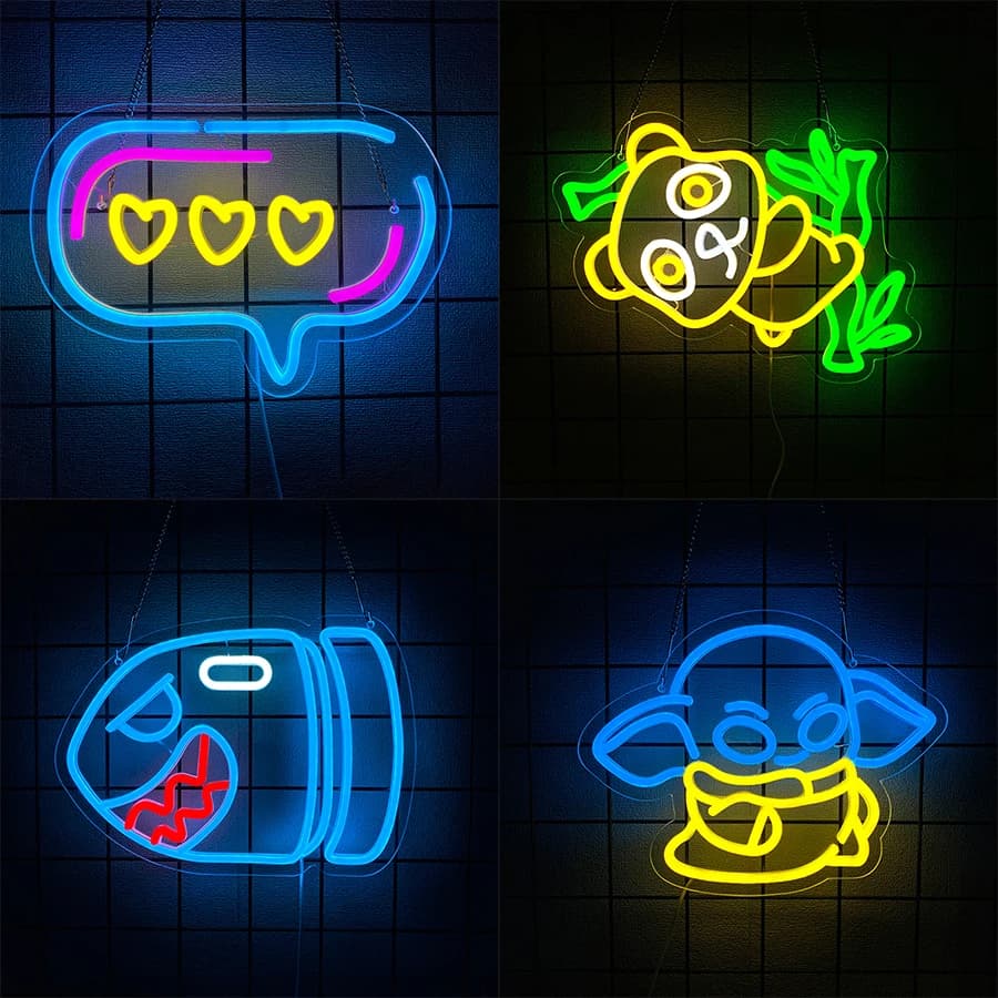 Insegna al neon a LED di animazione, decorazione da parete con icona di cartone animato, utilizzata per stanze, sala giochi, bar, club, lampada da parete artistica per ufficio, alimentata tramite USB.