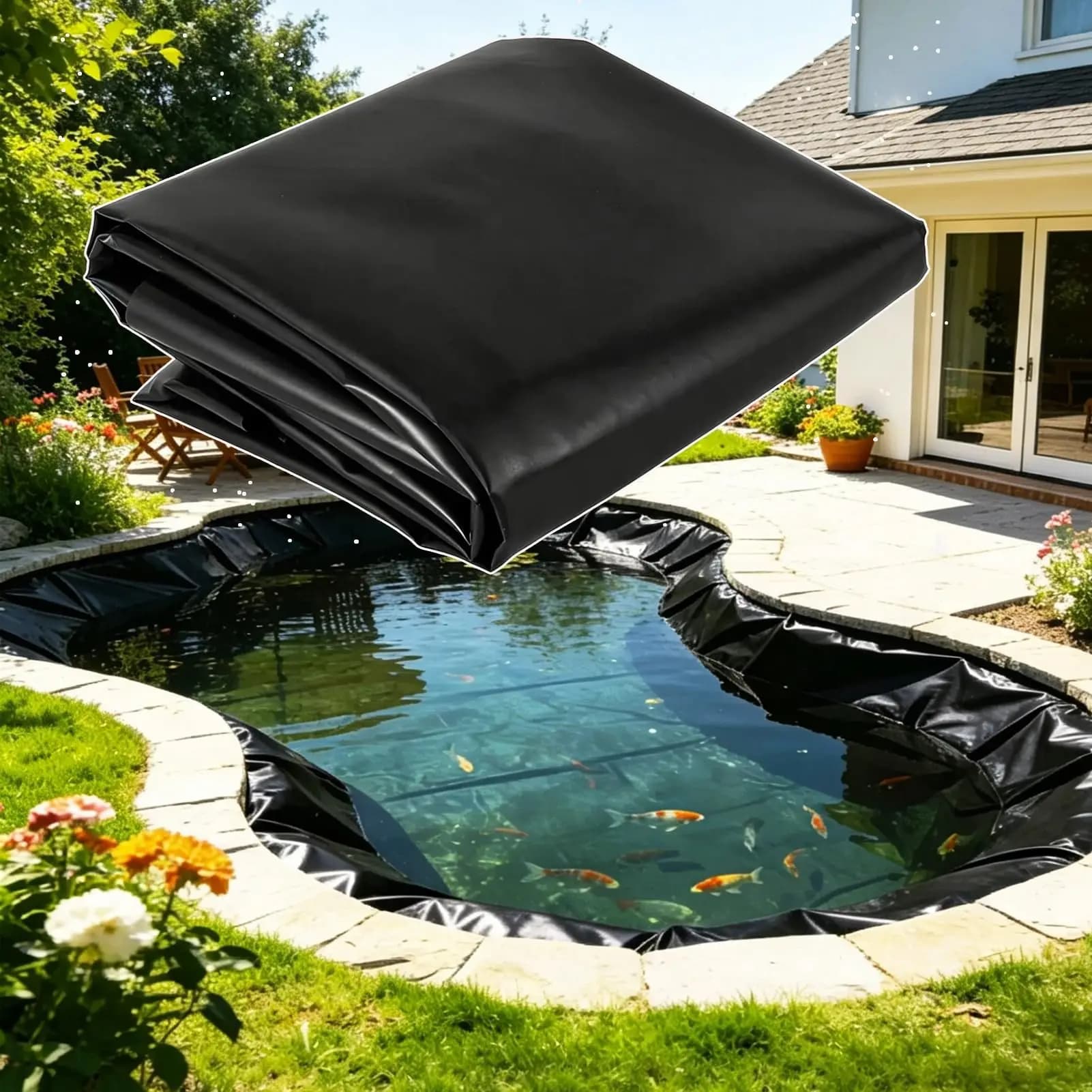 Garden Ponds Liner - Tear-Resistant - Pool Foundation - for Water Garden, Aquaculture, Outdoor Ponds, Natural Looking