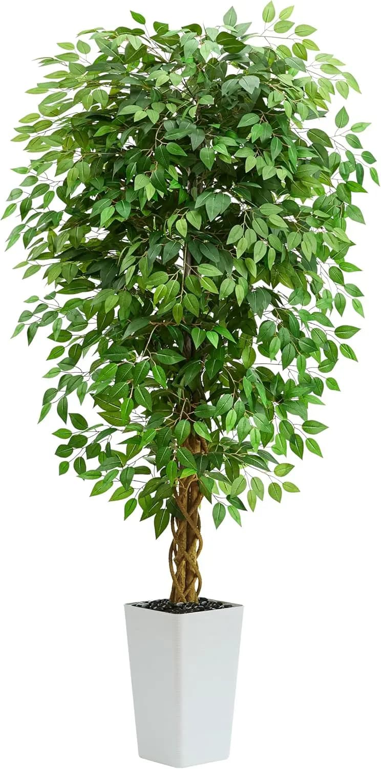 Albero di Ficus Artificiale da 1,8 m con Vaso, Pianta Finta in Seta Resistente ai Raggi UV per Arredamento Interno ed Esterno, Soggiorno e Camera da Letto