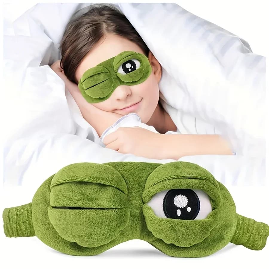 Mascherina per Dormire 3D a Forma di Rana, Maschera per Occhi Naturale per Uomo e Donna, Creativa e Morbida, Portatile per Viaggi e Ufficio