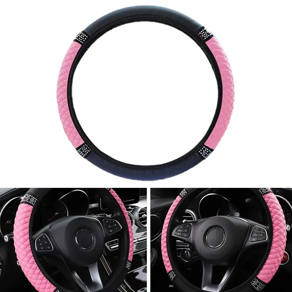 High Quality Auto Accessories Car Steering Wheel Cover Car Interior Decoration Parts PU Leather Pink Quick Release