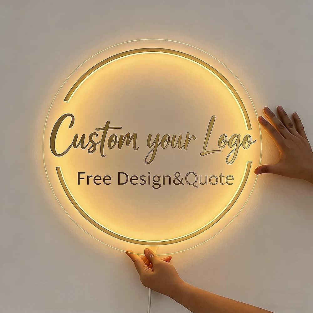 Insegna acrilica personalizzata Insegna personalizzata Logo al neon aziendale Retroilluminazione a LED Nome Decorazione per cartello per porta dell'ufficio Insegne per decorazioni da parete