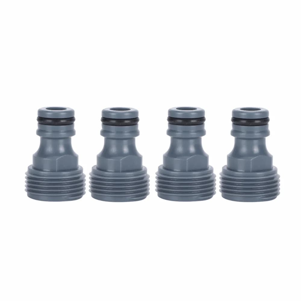 4 Pezzi Connettore Rapido per Tubo da Giardino con Filettatura Maschio G3/4, Rilascio Rapido, Nero Grigio, Connettore in Plastica per Tubo dell'Acqua