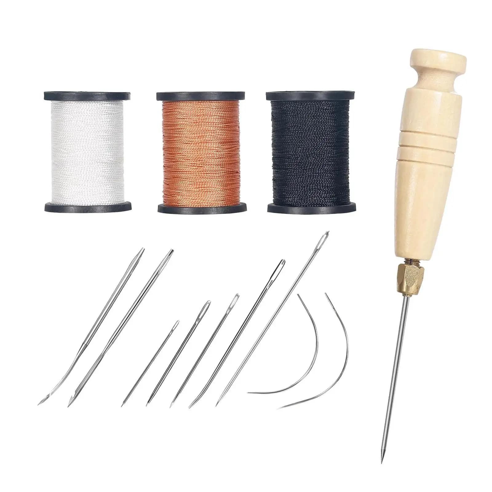 Filo cerato per cucire in pelle, set di fili portatili per riparazioni in pelle per tappeti, scarpe, moquette, tappezzeria, tela