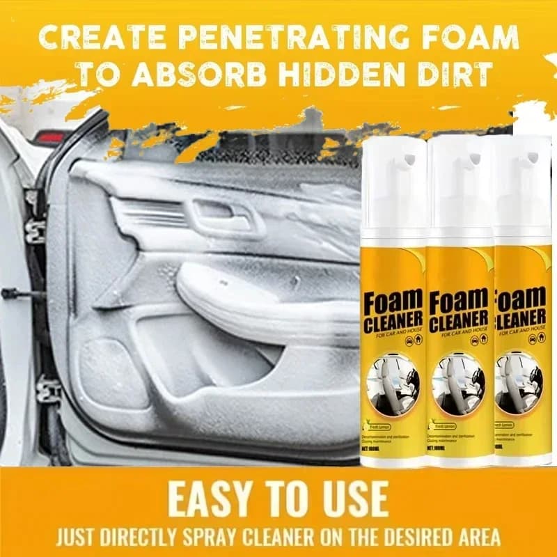 Detergente schiumogeno per auto senza acqua, multifunzione, per scarpe bianche, divani, interni auto, casa, con copertura per spazzola e accessori
