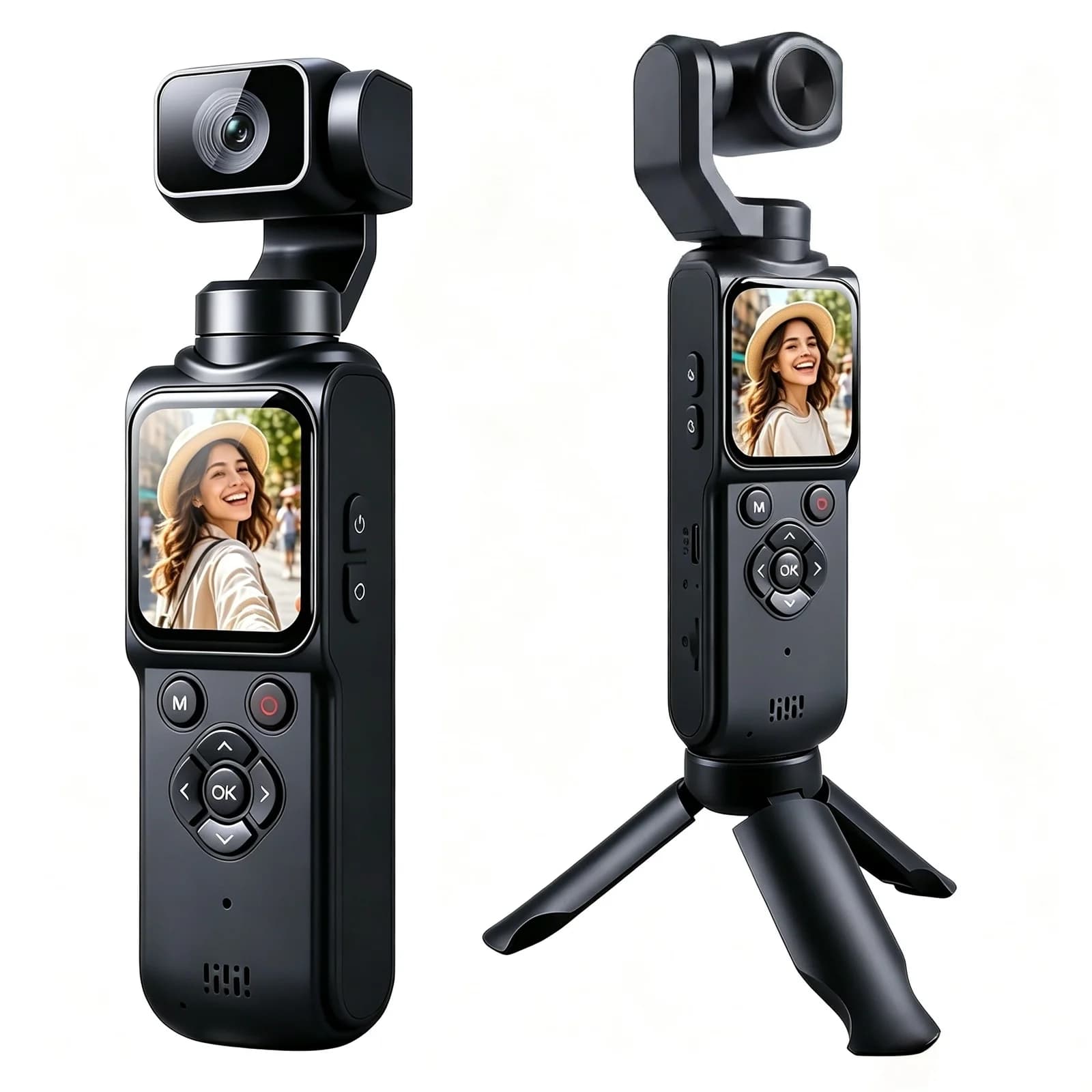 Handheld 4K Pockets Vlogging Camera WiFi 1.72 Inch Touchscreen 330 Rotating Lens AI Face Tracking Loop Recording Video Camcorder