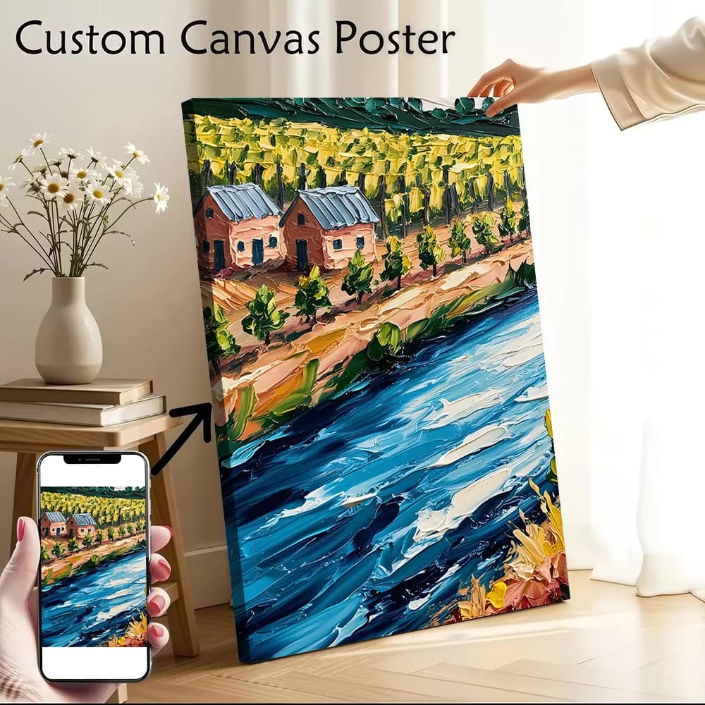 River Landscape Painting Canvas Poster Wall Art Customizable High Quality Printed Picture for Home Decor Luxury Decoration Room