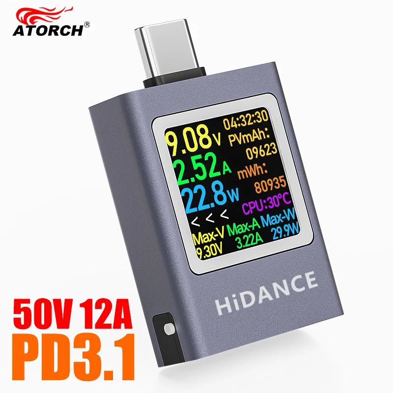 13 in 1 DC 4.5-50V 0-12A Digital Multifunction Display DC Voltage Amperometer Power Meter Type-c Charging Cell Phone Tester PD3.1
