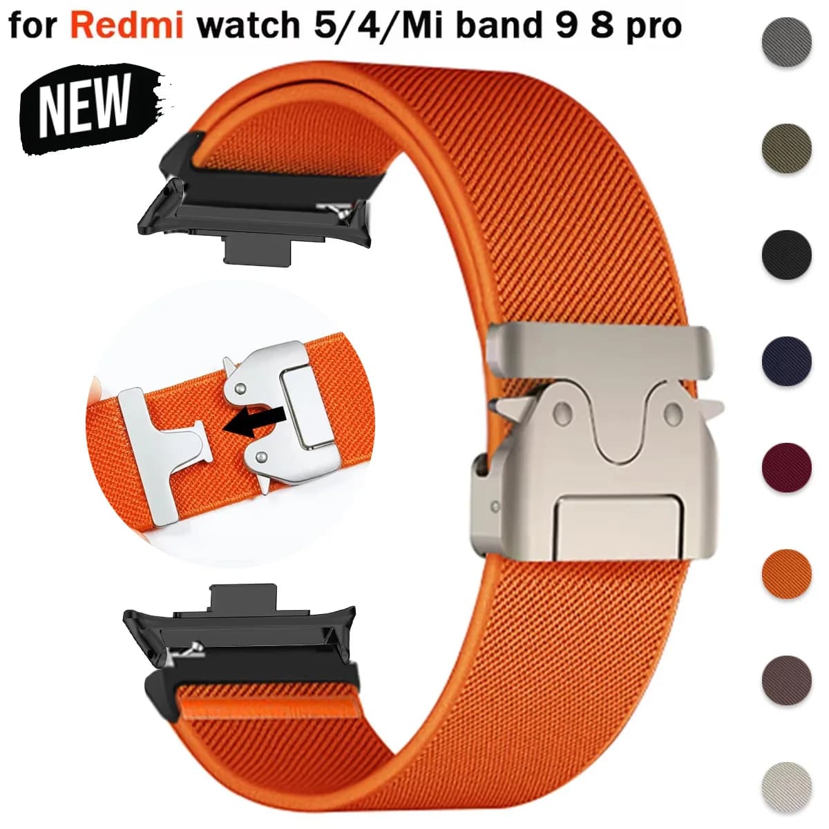 Redmi Watch Strap 5 4 Nylon Bracelet for Xiaomi Mi Band 9pro/8pro Bracelet Women's Bracelet Sports Strap Metal Strap