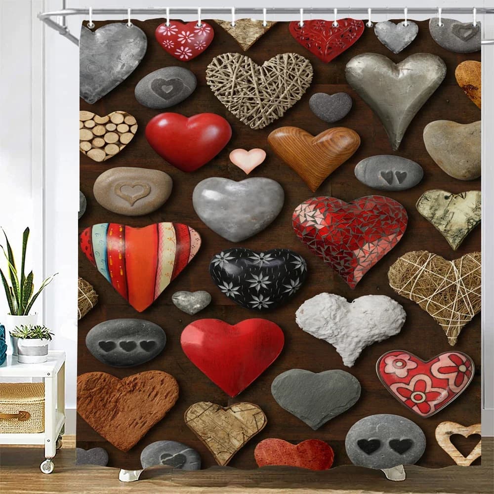 Tende da doccia impermeabili 3d Amante dell'amore Tende da bagno per ragazza rosa Stampa moderna Tende da bagno Decor Tessuto in poliestere