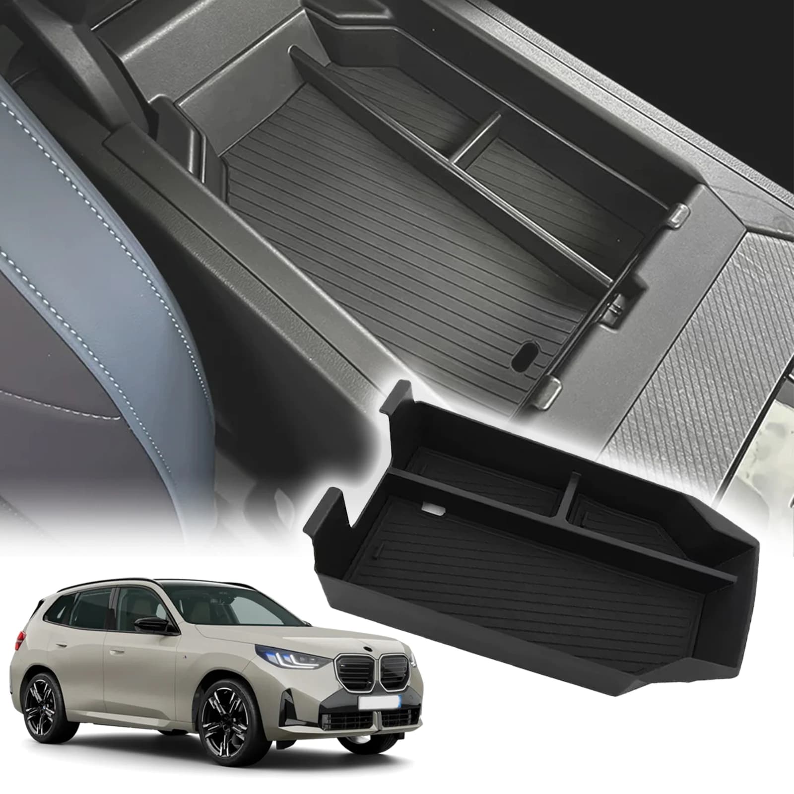 Car armrest box storage box for 2025 2026 BMW X3 G45 Flannel ABS Accessories Storage box behind the screen