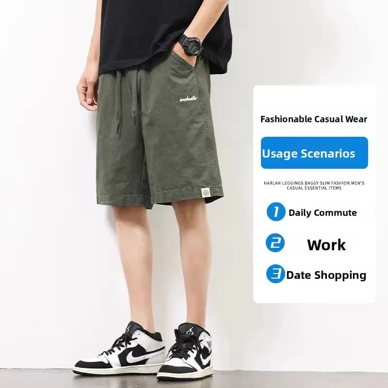 Pantaloncini da Lavoro in Puro Cotone Kaki da Uomo, Estivi, in Seta Ghiaccio, per Esterni, a Mezza Lunghezza, in Cotone, Pantaloni Sportivi a Cinque Quarti