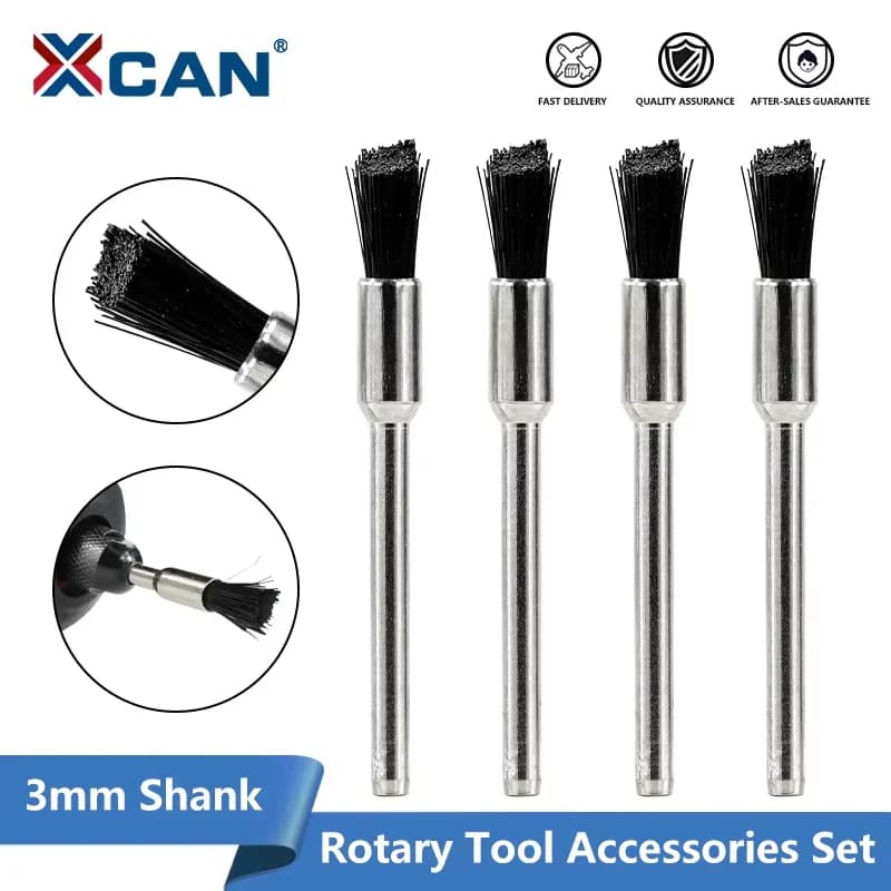 XCAN Set di spazzole in nylon da 10/20 pezzi, accessori per la pulizia e la lucidatura con gambo da 3,0 mm per utensili rotanti Dremel