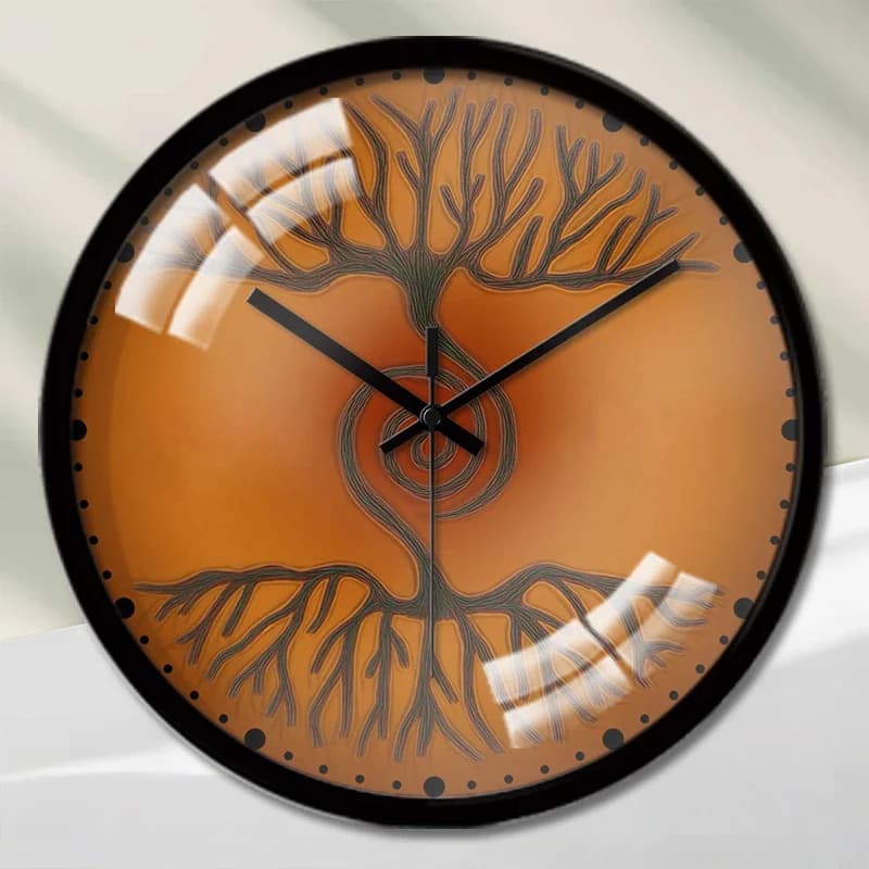 Orologio da parete silenzioso rotondo con motivo Swirl Tree Cartoon, adatto per soggiorno, scuola, studio, camera da letto, regali per bambini