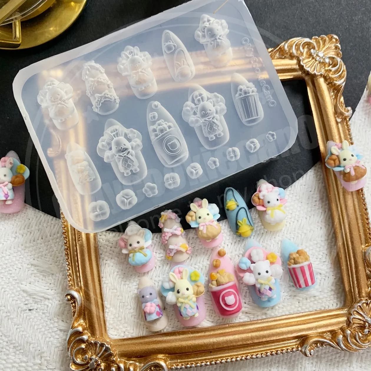 1pc pizzo gelato 3D stampo acrilico Tamagotchi decorazioni per unghie artistiche ala di caramella design fai da te stampo per unghie in silicone per unghie artistiche