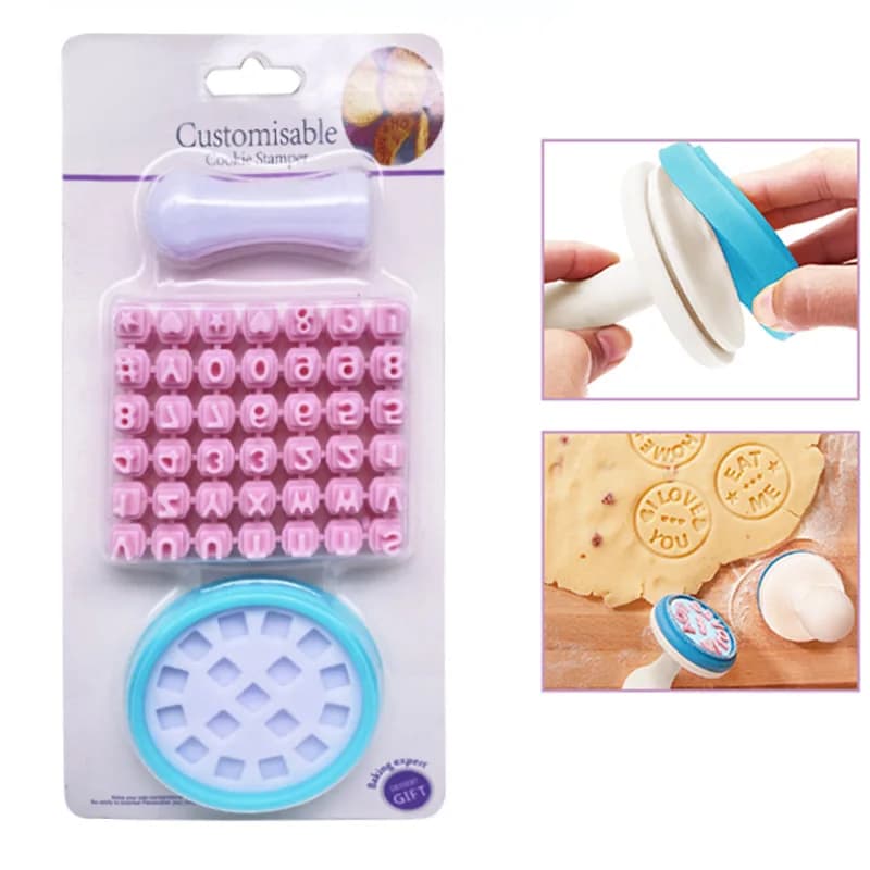 Cookie Stamp Set Letter Number Symbol Printing Postage Stamp Dough Cutter Baking Mold Kitchen Cooking Utensils DIY Silicone Mold