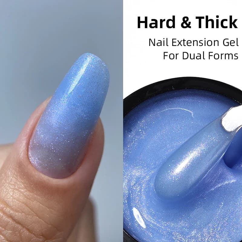 MSAHRE 50g Blu Shimmer Gel Estensione delle unghie French White Cover Builder Gel per unghie per l'estensione delle unghie Gel duro spesso autolivellante