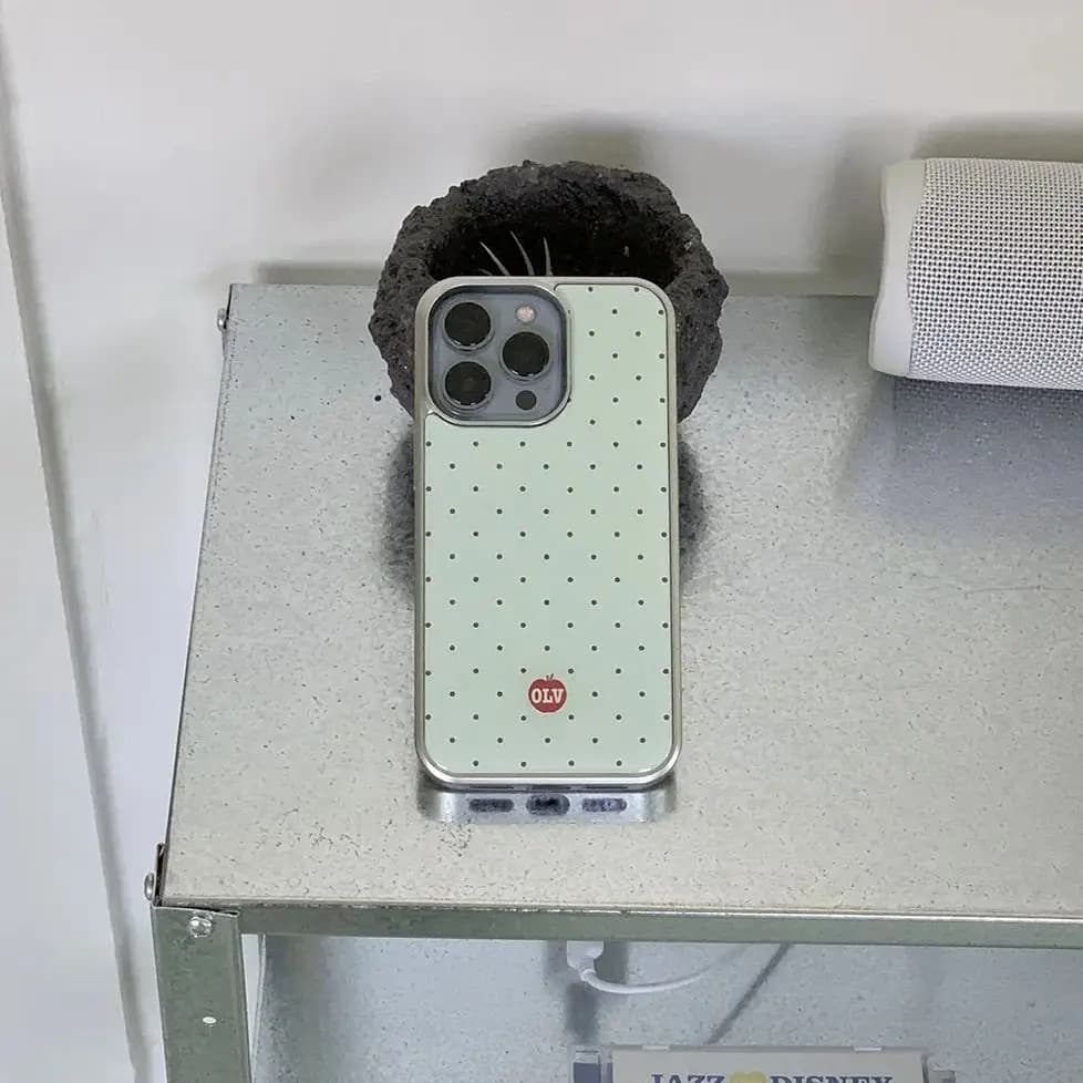 Korean high-end phone case with cartoons, polka dots, green mint, for Samsung S23 S24 S25 S26 FE ULTRA EDGE PLUS Y2K, cute cover