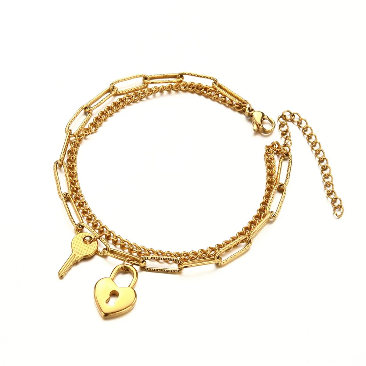 MinaMaMa catena in acciaio inossidabile portachiavi braccialetti con ciondoli a forma di cuore per ragazze braccialetti con chiusura a cuore di nuova moda da donna regali di gioielli