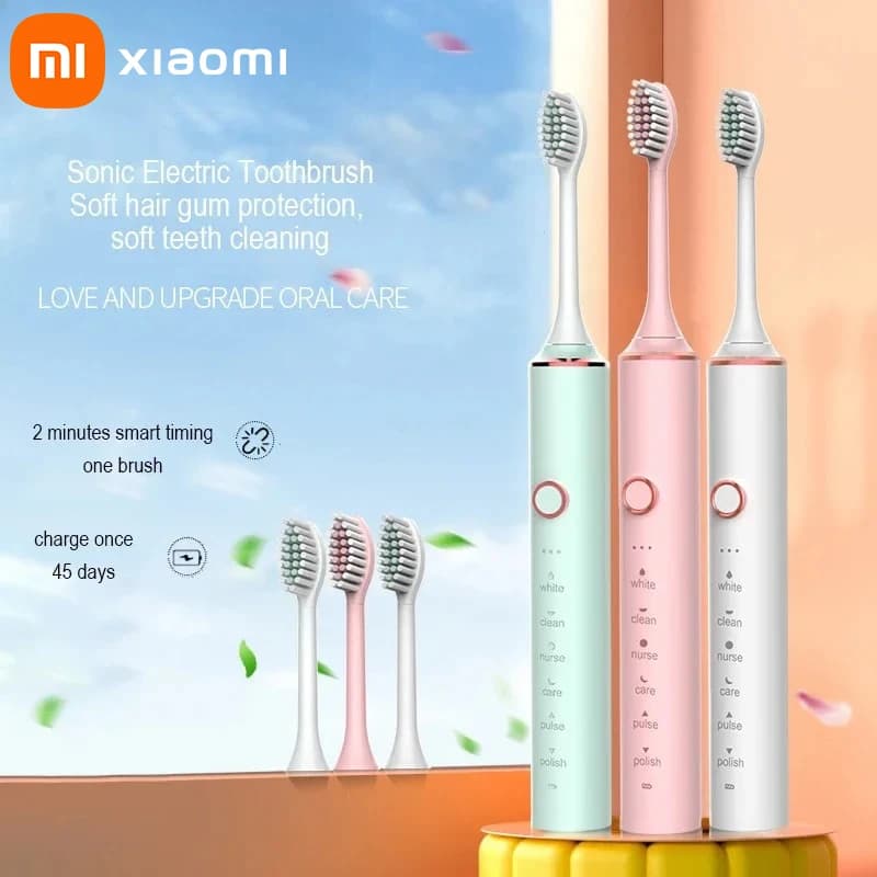 Xiaomi Youpin Sonic USB Electric Toothbrush Quick Charging Brushes Intelligent Timer Rechargeable Brushes Replacement Head Set