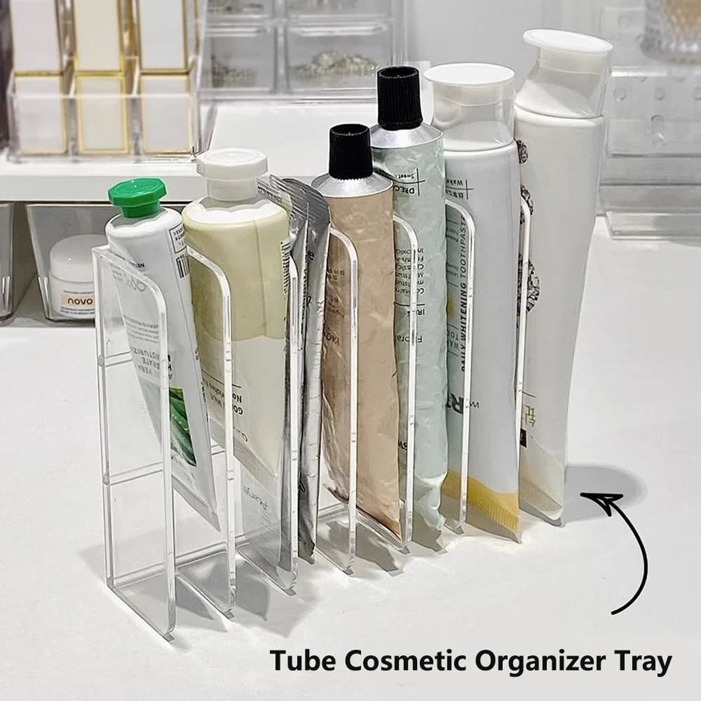 Porta trucco multifunzionale a 7 slot Spogliatoio da ufficio Organizzatore per crema per le mani da tavolo Scatola di smistamento per cosmetici trasparente
