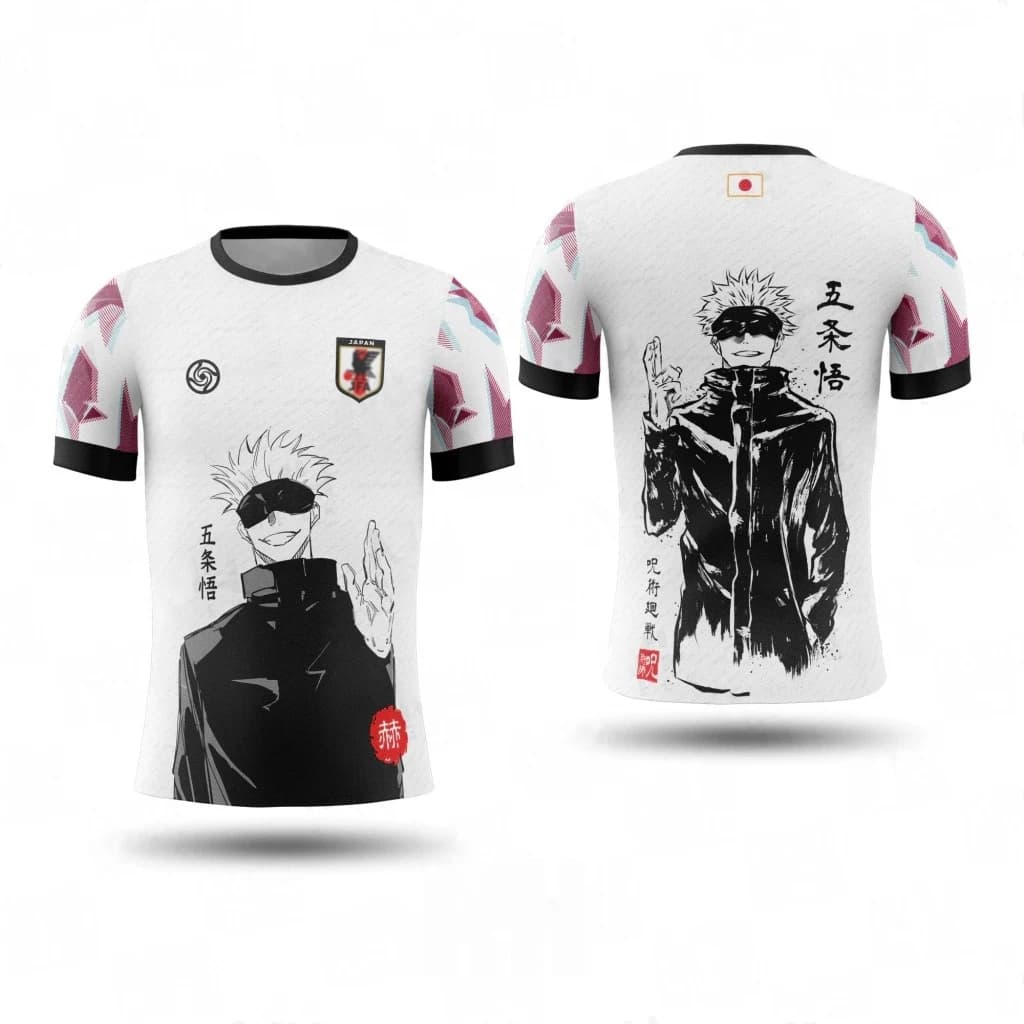 Bandai Satoru Gojo Jujutsu Kaisen Japan Anime Print Football Jersey Athleisure T-Shirt Summer Breathable Quick-drying Soft Comfy
