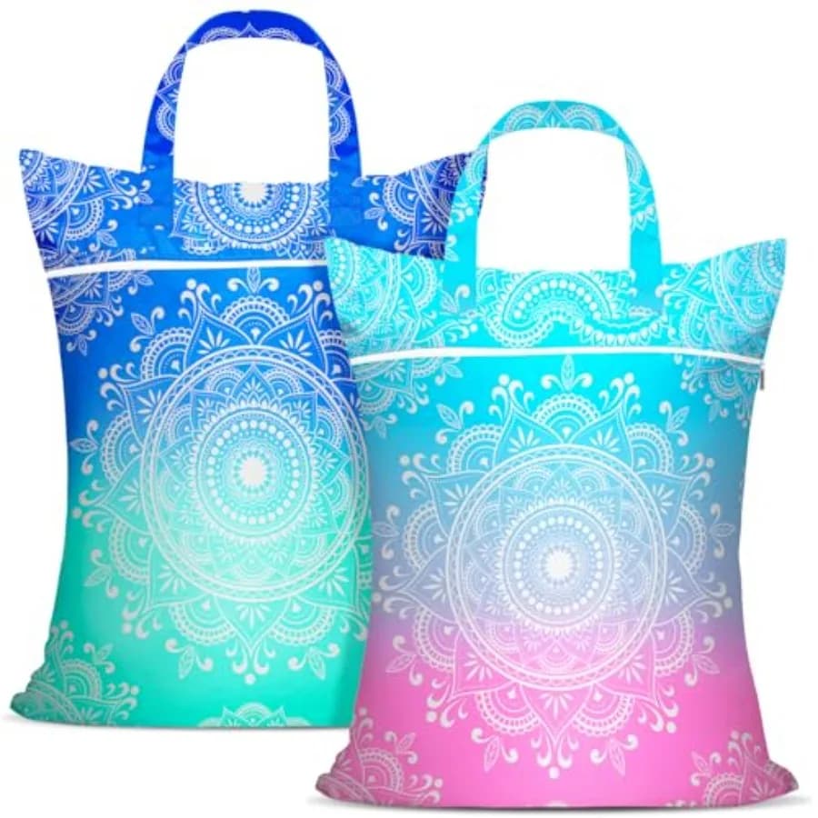2 Pcs Large Travel Laundry Bags - Waterproof with Handle, Washable Dirty Clothes Bags for Travel, Wet and Dry, Gym, Swimming Po