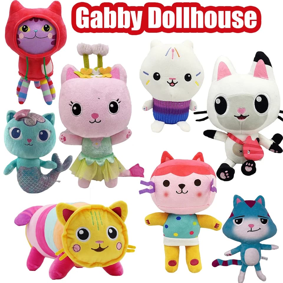 Peluche Gabbys Doll House, Gatto Mercat Cartone Animato, Animali di Peluche, Gatto Sorridente, Gatto Auto, Gabbys, Regalo di Compleanno per Ragazze