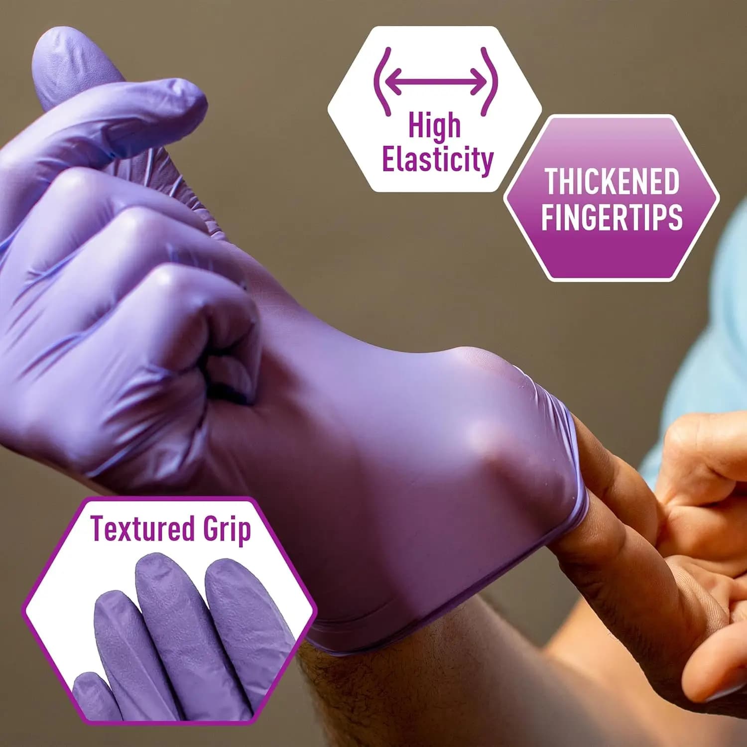Guanti Monouso in Nitrile Viola S/M/L Senza Polvere e Senza Lattice, Resistenti allo Strappo, Sicuri per Alimenti, per Cucina, Pulizie e Tatuaggi