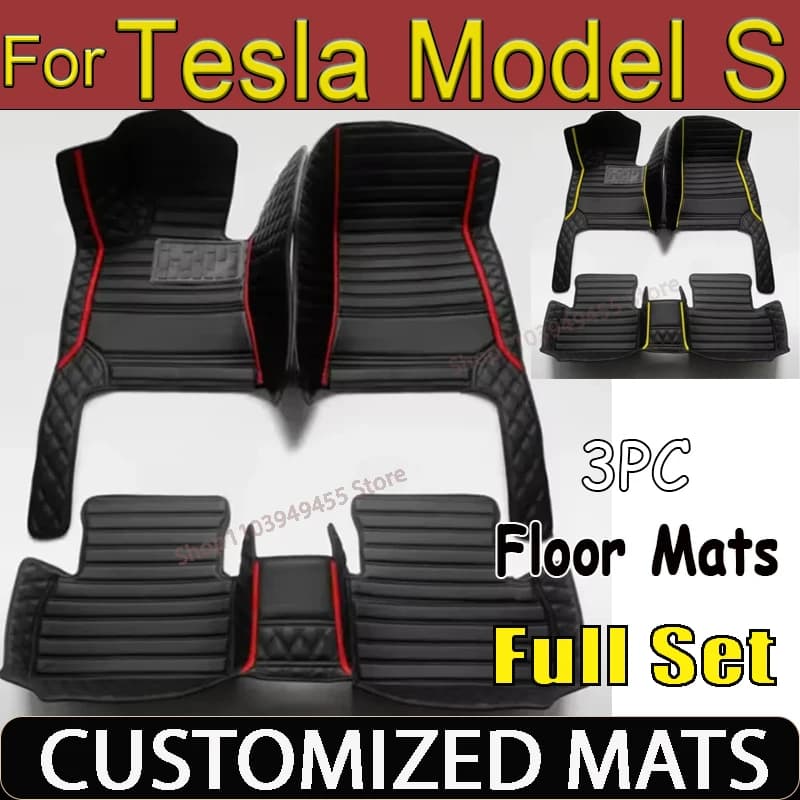 Tappetini Auto di Lusso per Tesla Model S 2015 2014, Tappeti Impermeabili in Pelle, Accessori Auto Personalizzati, Coperture Interne
