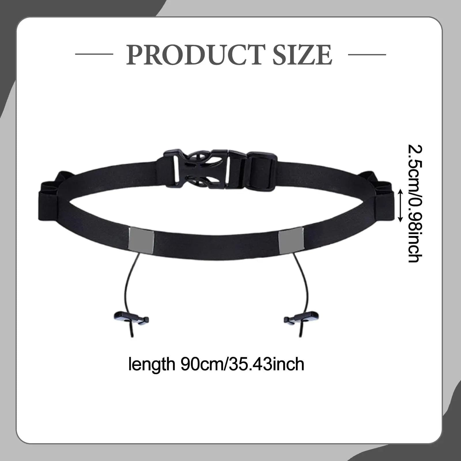 Reflective Running Bib Belt for Outdoor Activities with Six Loops Adjustable Triathlon Carrier Durable Waist Strap for Jogging