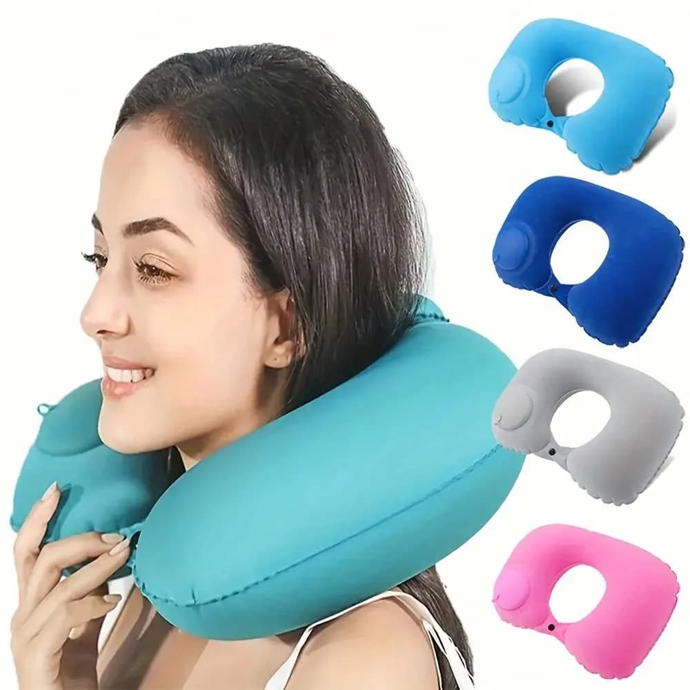 Cuscino gonfiabile portatile in seta ghiacciata, ripiegabile e auto-gonfiabile, adatto per viaggi all'aperto, viaggi d'affari e campeggio.