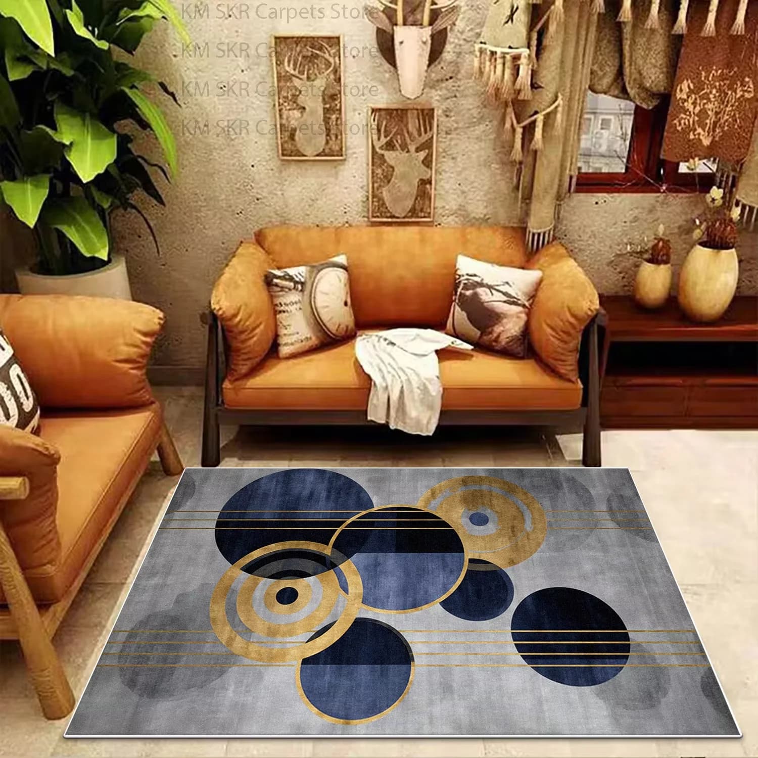 Nordic High-end Geometric Living Room Coffee Table Carpet Decoration Bedroom Non-slip Washable Floor Mat Soft Plush Study Rug