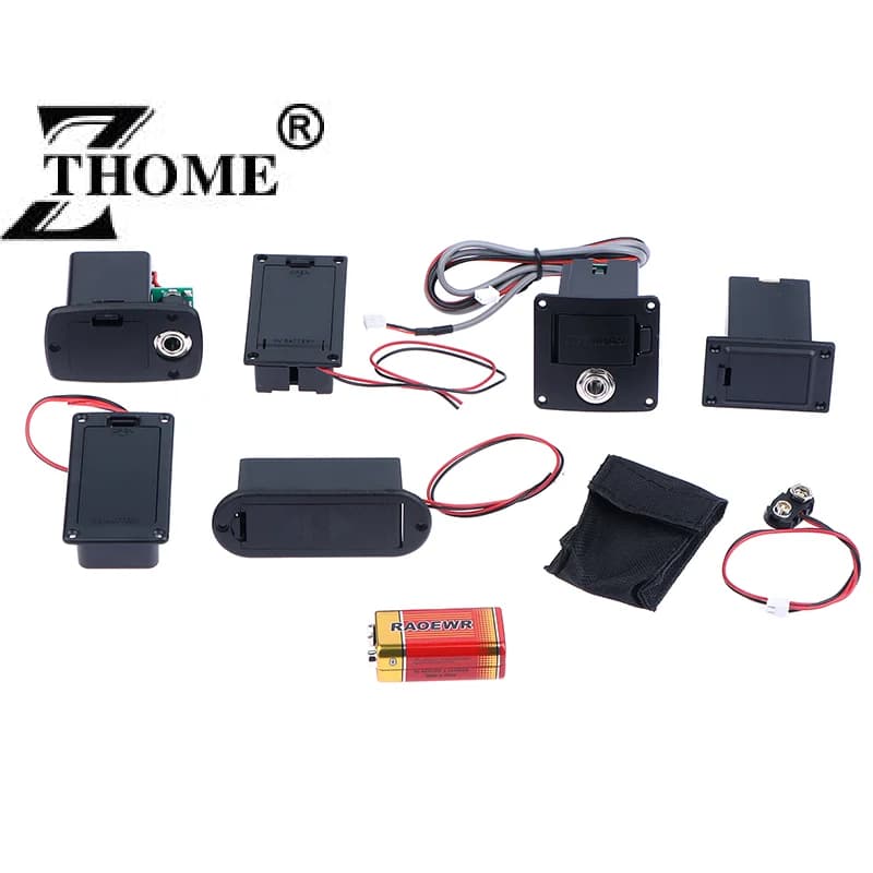 9V battery holder, Battery case, Acoustic and Low Guitar Pickup Storage Box, Black Guitar Accessories