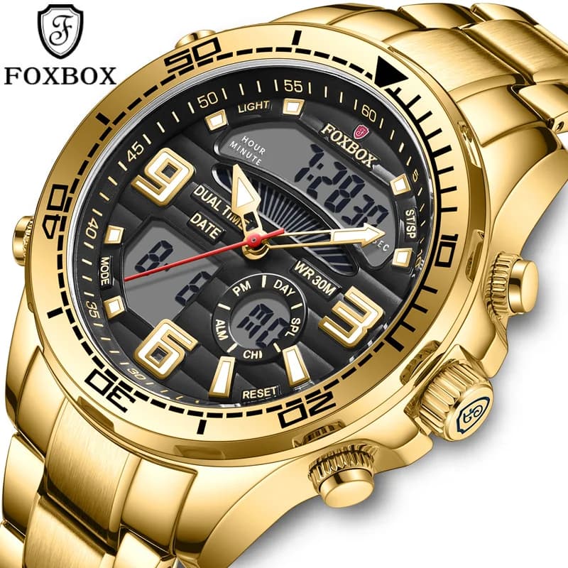 FOXBOX Orologio militare da uomo digitale Orologio da polso impermeabile Orologio al quarzo LED Orologio sportivo Maschile Grandi orologi da uomo Relogios Masculino + Box