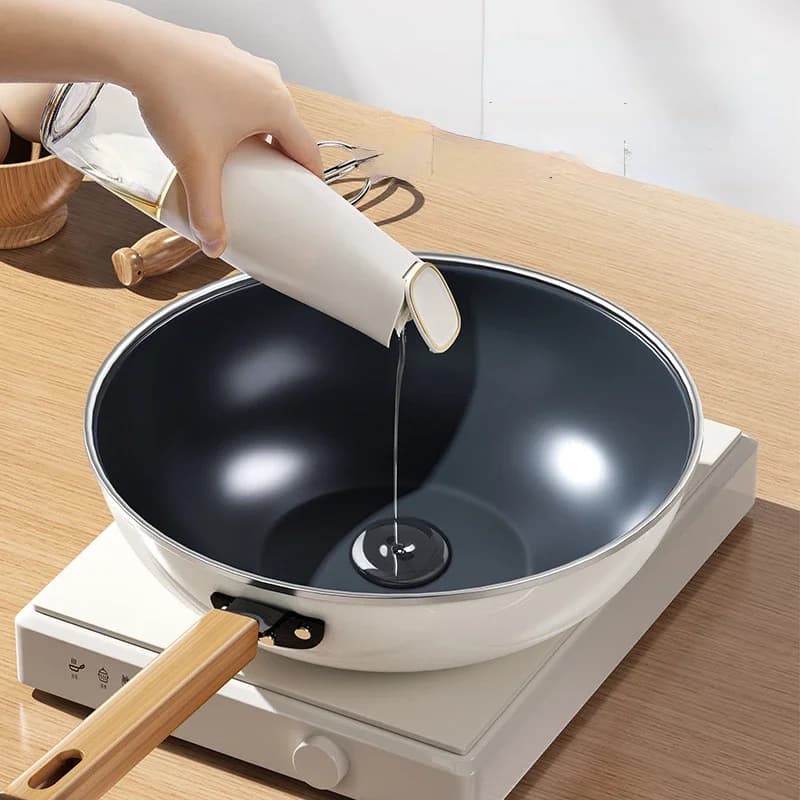 High gloss white enamel non stick frying pan Household stir fry kitchen gas stove induction cooker universal wok cookware