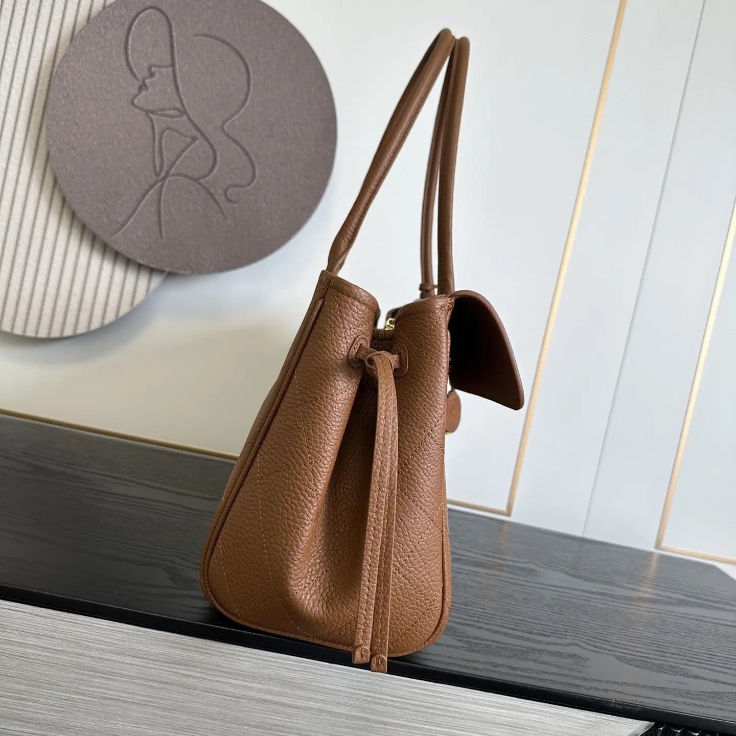 Women's Brown Leather Tote Bag - Large Capacity Top Handle Vintage Work Handbag
