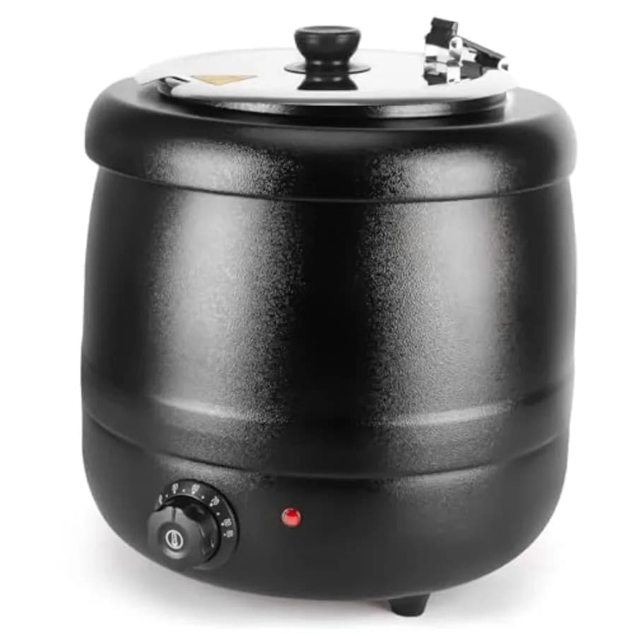 Scaldavivande per Zuppe da 10,5QT, Pentola Elettrica Commerciale con Coperchio a Cerniera in Acciaio Inossidabile e Inserto Rimovibile, Pentola Elettrica per Zuppe per Ristoranti