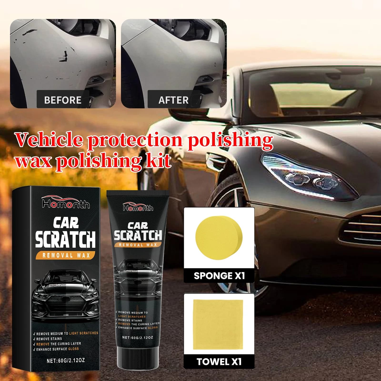 Cera per la riparazione dei graffi per auto multiuso cera per la riparazione dei graffi dell'auto cera per la rimozione dei graffi dell'auto efficace Kit di riparazione dei graffi per auto
