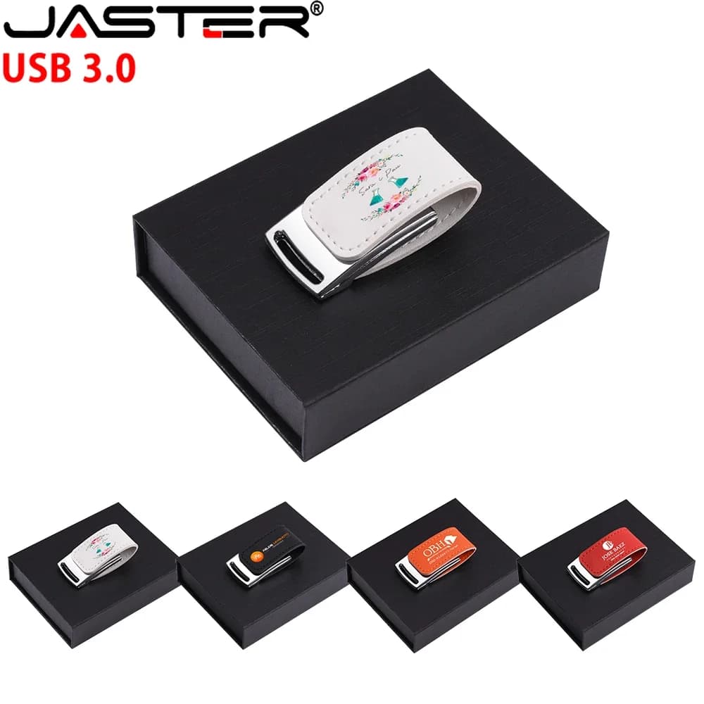 Chiavetta USB 3.0 in pelle JASTER Pen Drive con stampa a colori gratuita da 128 GB Memory Stick da 64 GB 32 GB Capacità reale Disco U da 16 GB 8 GB 4 GB