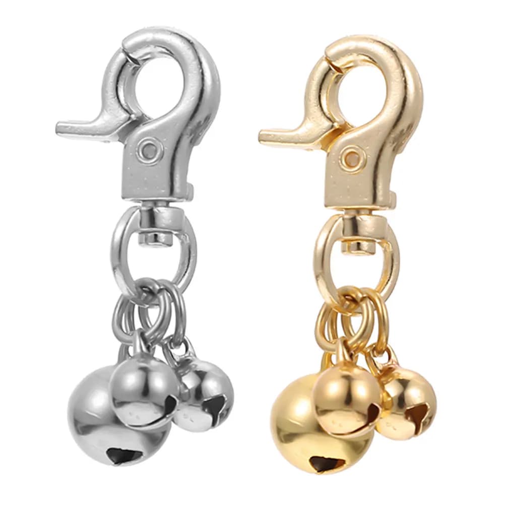 2Pcs Dog Cat Collar Bell Keychain with Lobster Clasp Adjustable Ring Jingle Sound Pet Pendant Training Tracking Charm Small