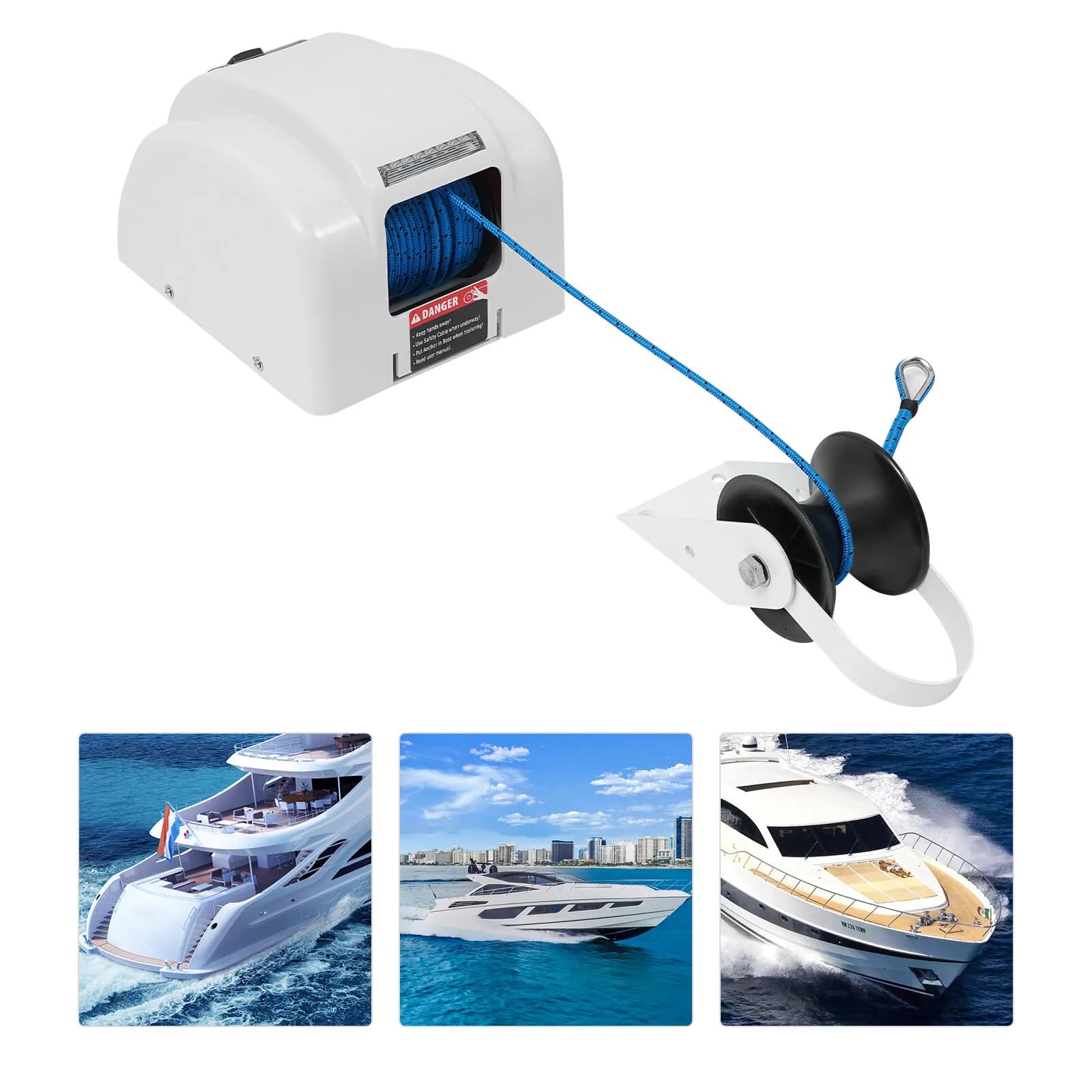 Verricello elettrico con ancoraggio a caduta libera da 45 libbre – Verricello per acqua salata per barche marine con telecomando wireless