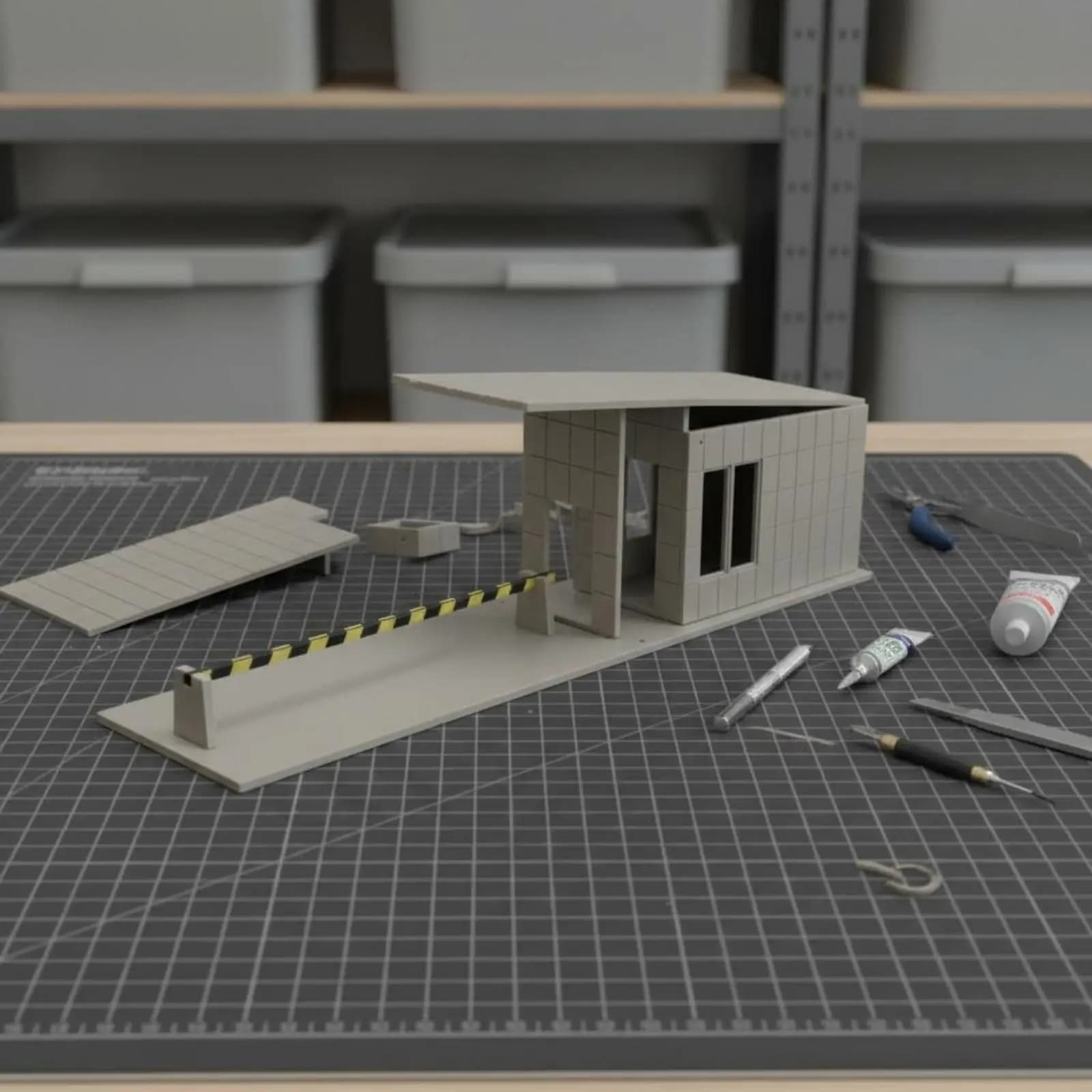 Security Booth Model Glue No-Glue Unassembled House Kit Paintable