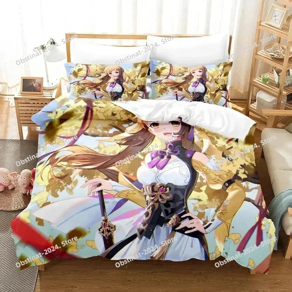 Gioco Anime Honkai Star Rail Set letto stampato Copripiumino Federa Set biancheria da letto Lenzuolo Copripiumino Completo Queen King Size