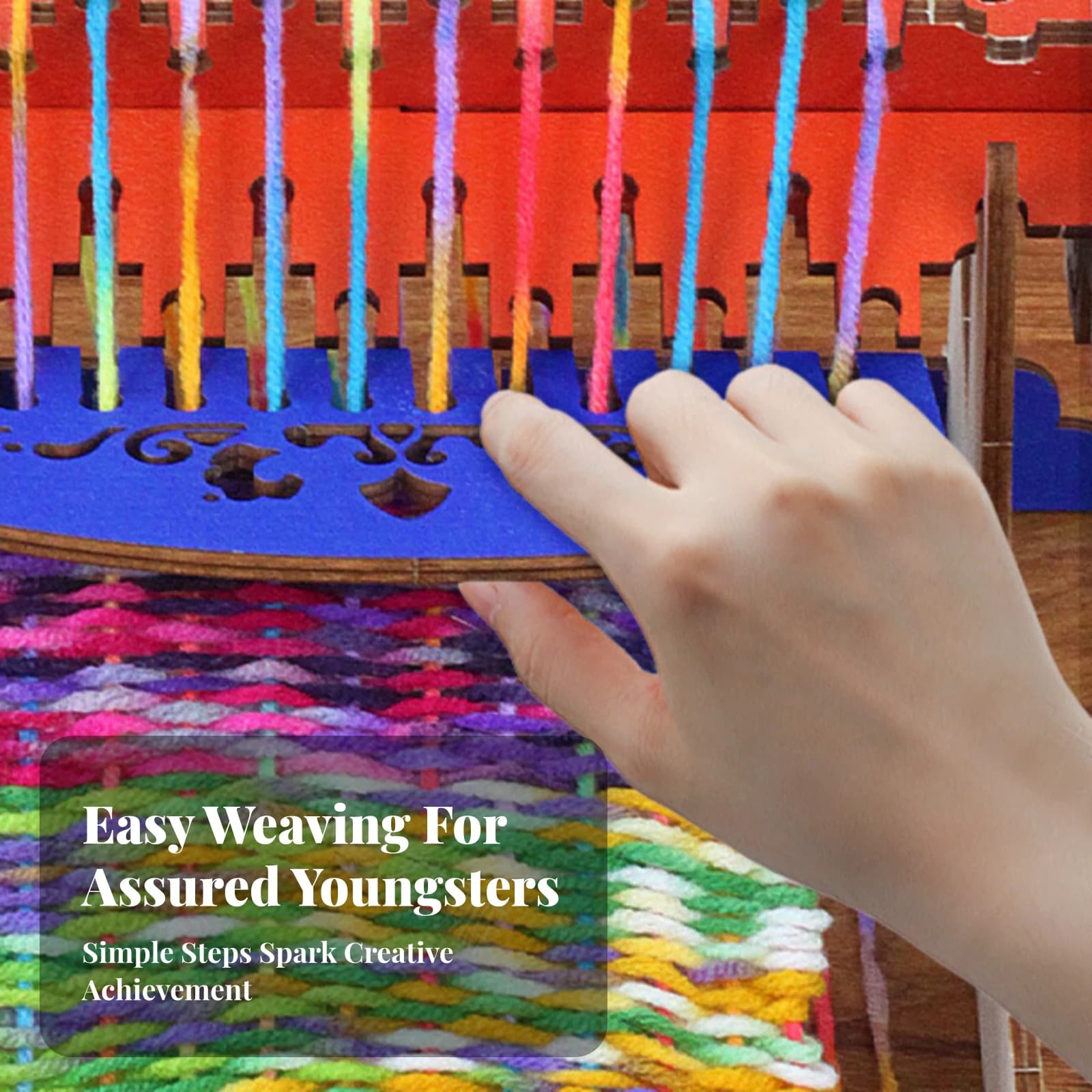 Tabletop Weaving Frame Includes Yarn Hand-Crank Loom Kit Small Woven Craft Kit Multicolor