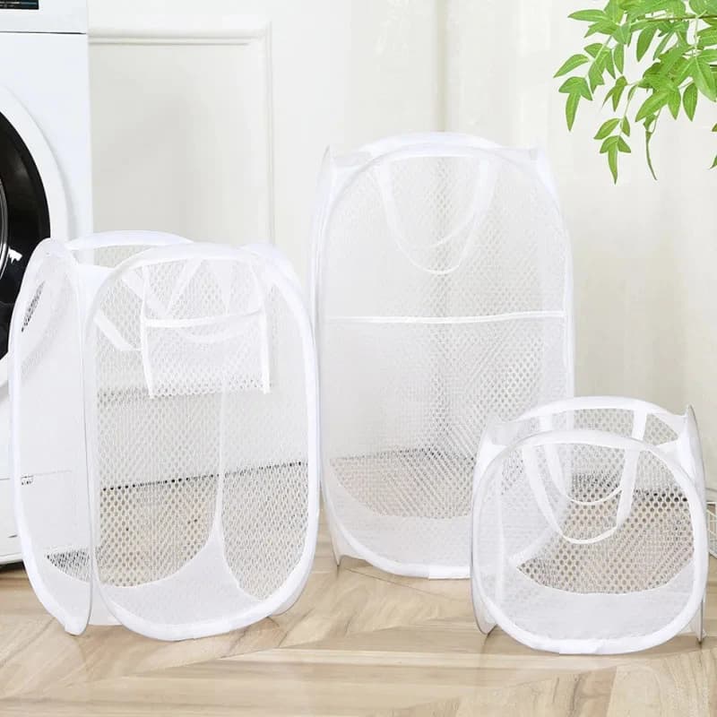 Cesto Portabiancheria Pieghevole a Rete Pop-up, Cesto Portatile per Vestiti, Ventilato, Pieghevole, Facile da Riporre, Organizer per Vestiti da Bagno