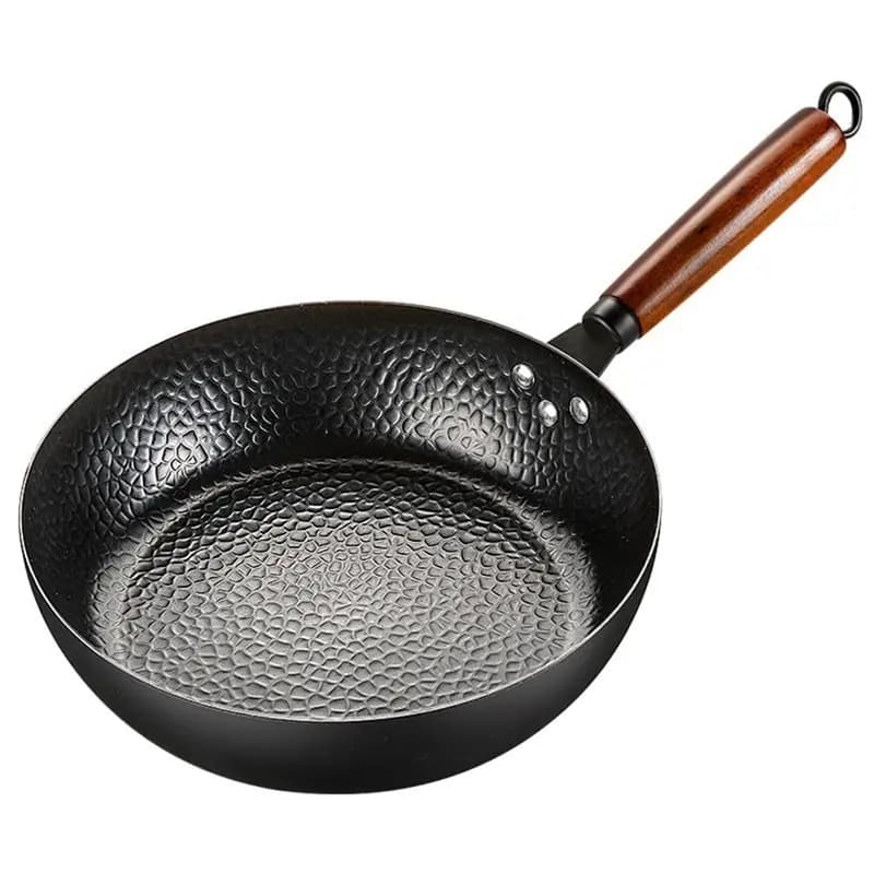 CQMF-Pentola Wok in Ferro Non Coated 28Cm Anti-adhesive Handle for Induction Cooking for Pancake Steaks Kitchen Tools
